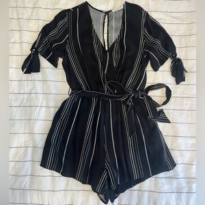 Black and White Striped Romper